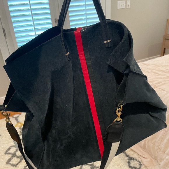 Clare V simple tote navy with red stripe - Picture 4 of 6